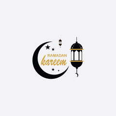Lantern and moon symbol of ramadan design illustration