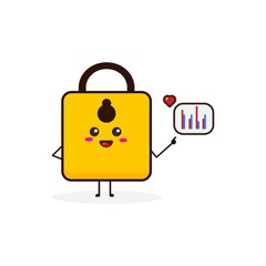 Padlock with data love cute character illustration