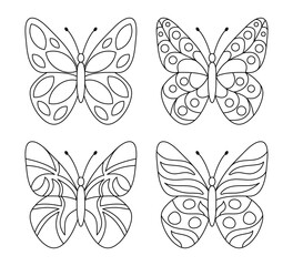 Simple set of butterfly on white background