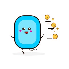 Soap run with money cute character illustration