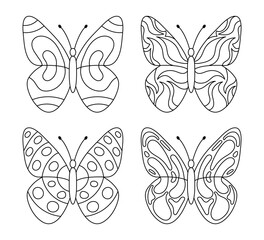 Collection of lovely butterflies for coloring book