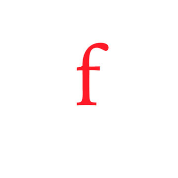 letter f in deep red color editable vector, on white background