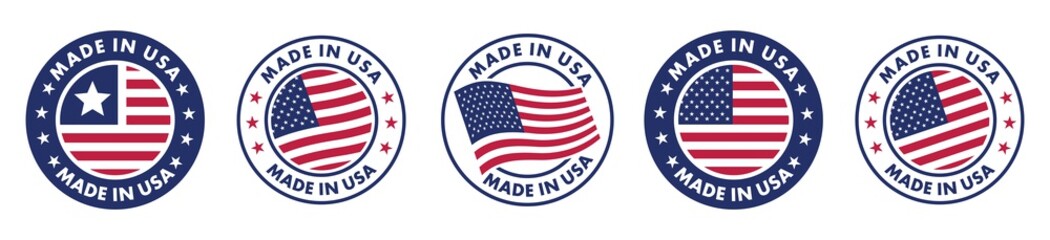 made in the usa labels set,  made in the usa logo, usa flag , american product emblem, Vector illustration.