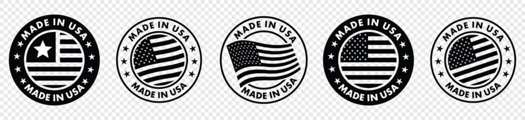 set of made in the usa labels,  made in the usa logo, usa flag , american product emblem, Vector illustration.