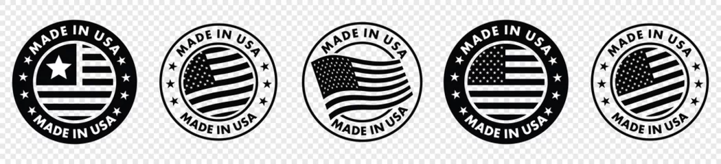 Fotobehang set of made in the usa labels,  made in the usa logo, usa flag , american product emblem, Vector illustration. © Graficriver