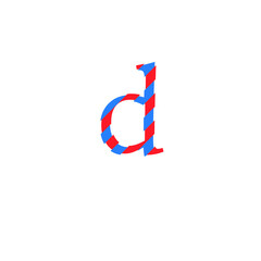 text letter d vector with cuts of two inks