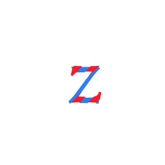 text letter z vector with cuts of two inks