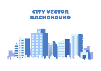 silhouette blue city building in flat illustration vector, urban cityscape design for background