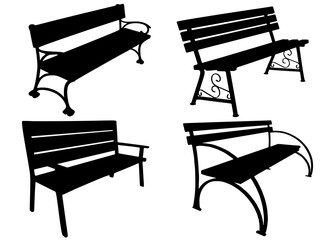 Outdoor unusual ones benches included. Vector image.
