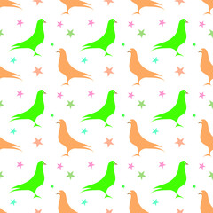 Seamless pattern bird, vector illustration.