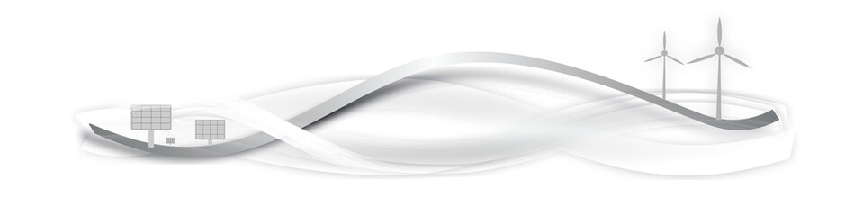 erneuerbare Energie Grau Band Banner Solar Sonne Wind Windkraft