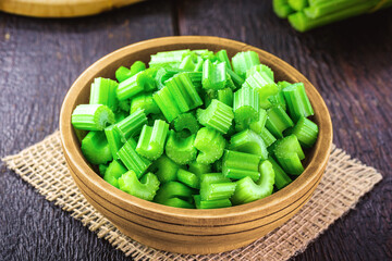 sliced ​​celery, healthy cooking ingredient, sliced ​​vegetable pieces