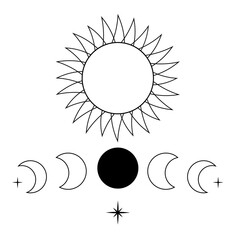 sun, moon and crescent icons