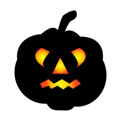 Halloween pumpkin icon. Autumn symbol. Halloween scary pumpkin with a smile, burning eyes.