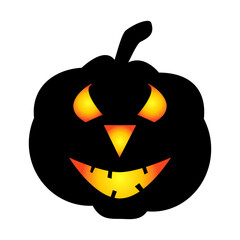 Halloween pumpkin icon. Autumn symbol. Halloween scary pumpkin with a smile, burning eyes.