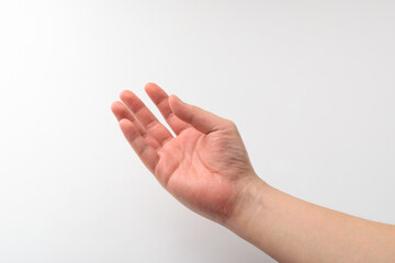 Human hand motion on white background
