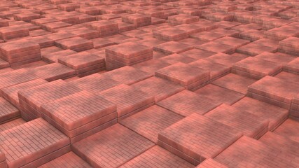 Diseño abstracto de panel futurista con hexágonos y cubos. Ilustración 3d con iluminación y relieve. Fondo realista