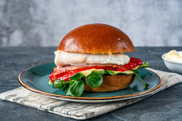 Grilled halibut sandwich