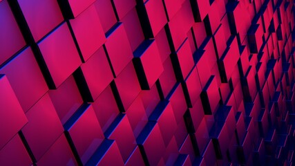 Diseño abstracto de panel futurista con hexágonos y cubos. Ilustración 3d con iluminación y relieve. Fondo realista