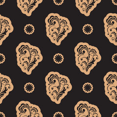 Seamless luxury pattern with flowers and monograms in Simple style. Good for backgrounds, prints, apparel and textiles. Vector