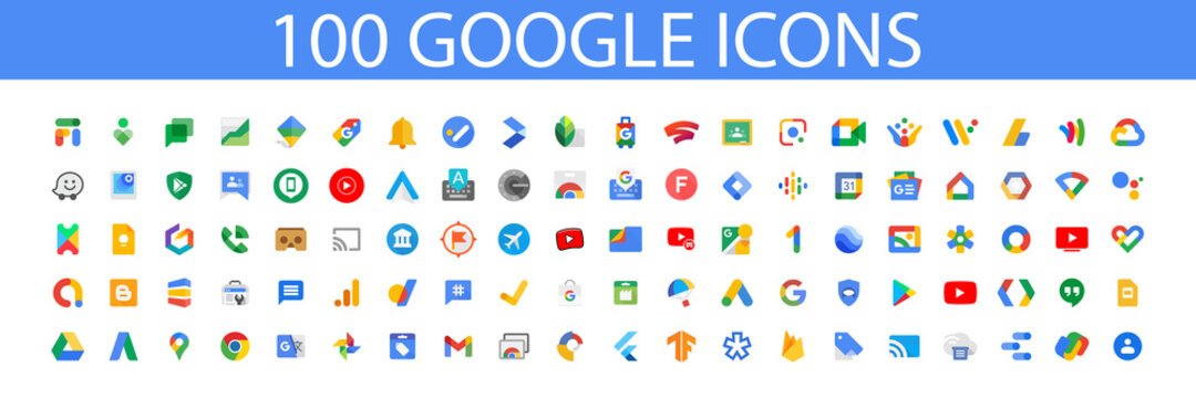 Google LLC. Official logotypes of Google Apps. Youtube Apps. Google Fi, Digital Wellbeing, Finance, Family Link, Shopping, Tasks, Alerts, Travel, Snapseed, Stadia etc. Kyiv, Ukraine - April 11, 2021