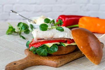 Grilled halibut sandwich