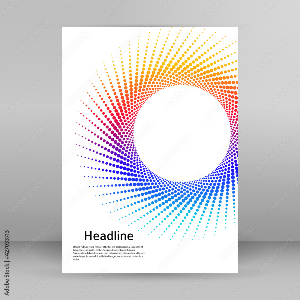 Poster design elements. editable color halftone frame dot circle pattern swirl on white background. abstrac