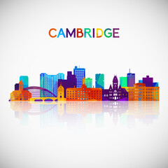 Obraz premium Cambridge, Massachusetts skyline silhouette in colorful geometric style. Symbol for your design. Vector illustration.