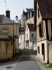 Fototapeta na wymiar View of a narrow street in a french medieval village