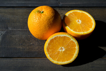 oranges on a wooden table