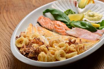 Mixed seafood grill plate