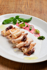 Fresh  grilled calamari served in an old Italian restaurant