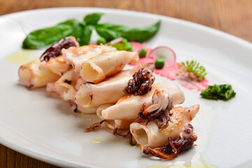 Fresh  grilled calamari served in an old Italian restaurant