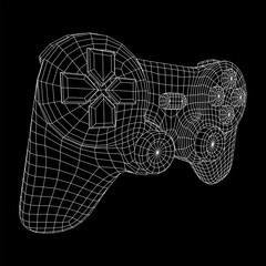 Game controller or gamepad for videogames. Wireframe low poly mesh vector illustration. © newb1