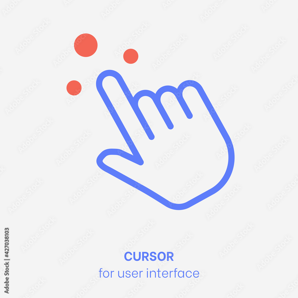 Poster cursor vector set. ui element for navigation. blue computer pointer with red shapes. ui cursor vecto