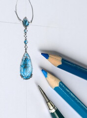 Sketch jewelry pendant necklace coloring
