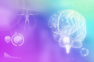 Medical 3D illustration - human brain, nerve research concept - highly detailed electronic texture or background