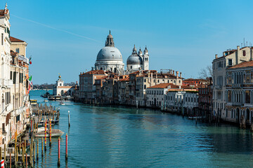 Fototapeta premium VENICE, IT - MARCH 07 2021: grand canal and st mary of health church in Venice