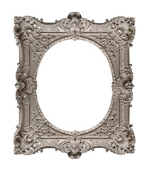 Golden frame for paintings, mirrors or photo isolated on white background. Design element with clipping path
