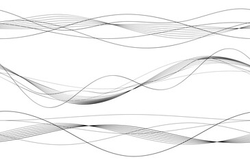 Design elements. Wave of many gray lines. Abstract wavy stripes on white background isolated. Creative line art. Vector illustration EPS 10. Colourful shiny waves with lines created using Blend Tool © Yuriy Bogdanov