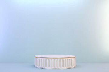 pedestal white on cyan background for the presentation . 3D rendering