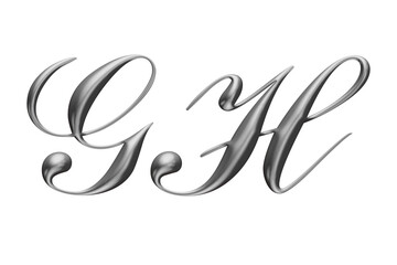 Fototapeta premium 3d metallic alphabet, letter g h, 3d illustration