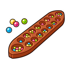 Malaysian Congkak mancala game drawing