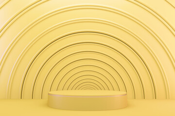 3d rendering. yellow Modern minimalistic mock up yellow podium abstract cylinder display.