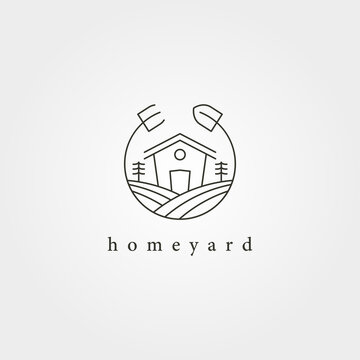 home yard landscape garden logo vector design, farmhouse minimal logo design