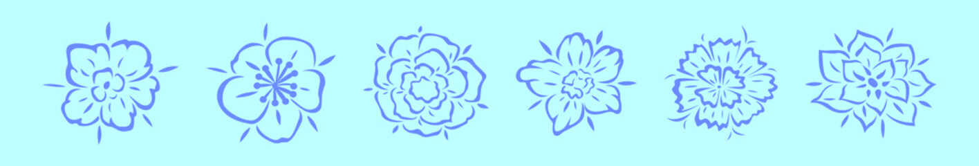 set of hawaii tribal cartoon icon design template with various models. vector illustration isolated on blue background