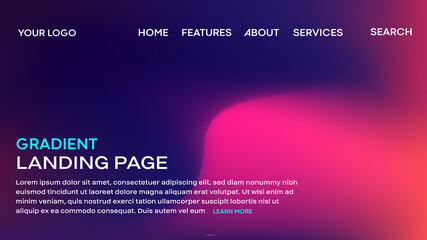 Vibrant holographic gradient landing page design for website . 