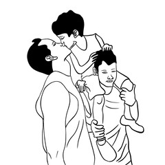 
happy family of gay guys with baby