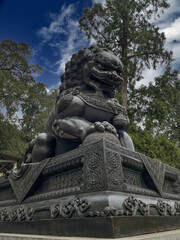 Lion sculpture at Badachu monasteries complex near Beijing, China