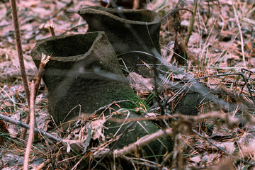 bast shoes in the woods